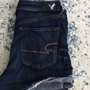 American Eagle AEO X denim dark wash stretch short